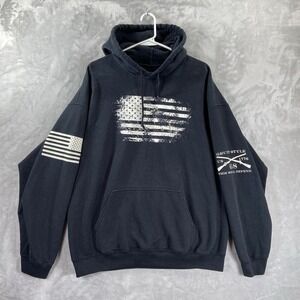 Grunt Style Hoodie men's XL Pullover Sweatshirt Black Outdoor USA Drawstring